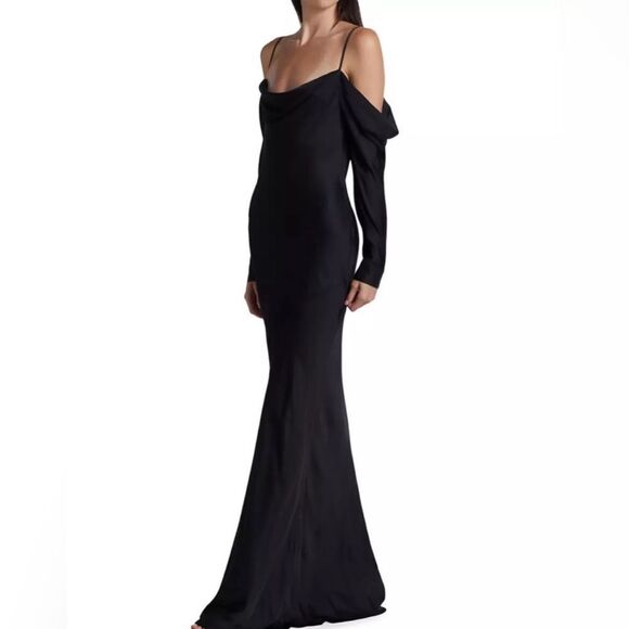 L’AGENCE Juniper Cold Shoulder Gown in Black. Size 0. NWOT - Picture 1 of 8